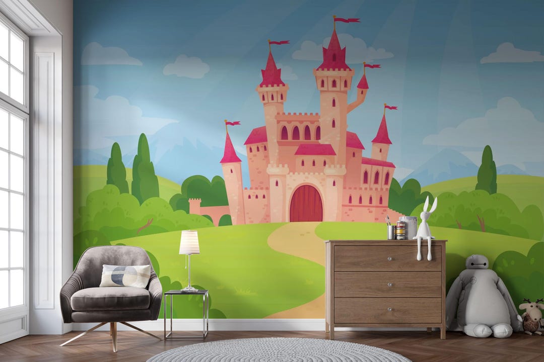Fairy Tale Castle Wall Mural | Princess Bedroom Wallpaper, Fantasy ...