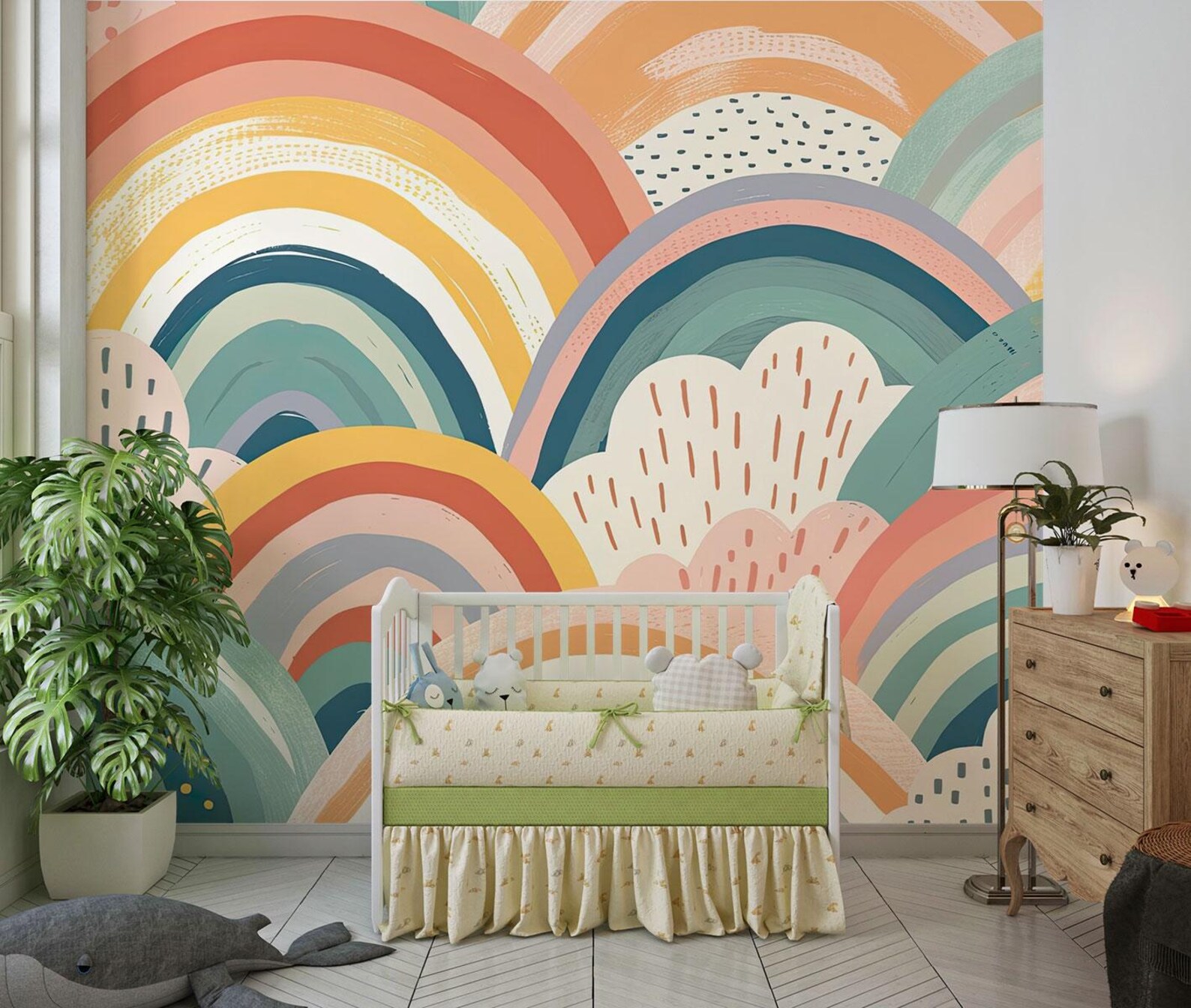 Pastel Rainbow Wall Mural | Kids Room and Nursery Wallmural, Removable ...