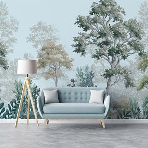 Scenic Forest Wall Mural: Tranquil Nature Wallpaper, Peel and Stick