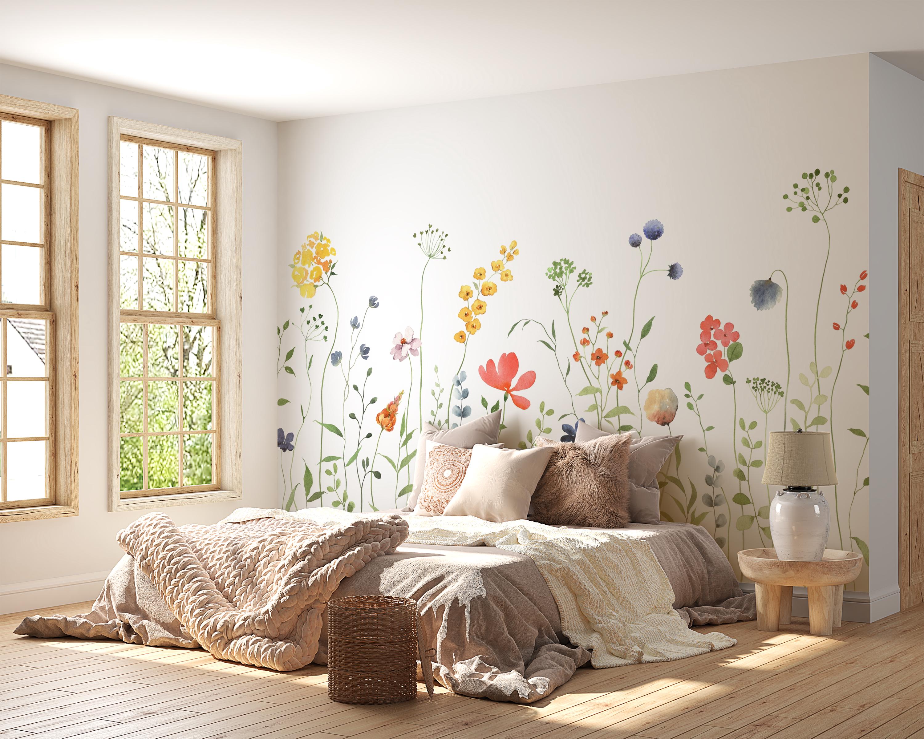 Wildflower Meadow Mural | Peel and Stick Floral Wallpaper, Botanical ...