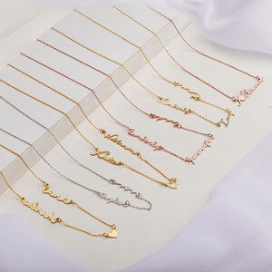 Custom Name Necklace with Multiple Names, Dainty Gold Personalized Jewelry, Multi Name Family Necklace, Unique Christmas Gift for Mom