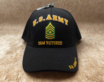 アメリカ陸軍退役曹長帽子。曹長キャップ。退役軍人帽子。陸軍退役黒