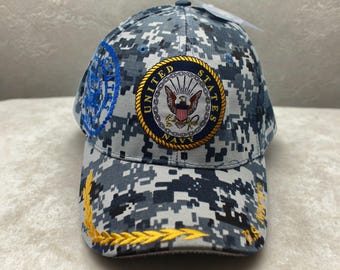 アメリカ国旗入りアメリカ海軍帽子。刺繍入り海軍退役軍人キャップ