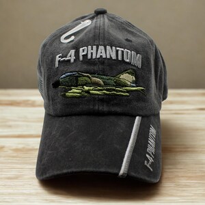 F-4 Phantom USAF Hat. Vintage Washed Black Fighter Jet Cap – Embroidered Military Aviation Hat. Veterans  Gift.  USAF hat. F4 Hat