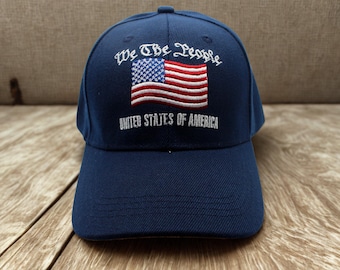 Patriotic We The People USA Hat. United States of America Flag Cap. American Freedom Hat. Veteran Gift. We The People Blue Hat. America Hat