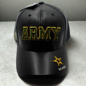 Army Faux Leather Hat. US Army 250th Anniversary Hat. Army Hat – Embroidered US Army Baseball Cap. Army Logo Hat. Unisex Cap. Army Star Hat