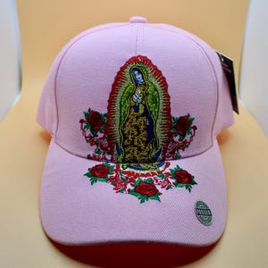 Our Lady of Guadalupe Pink Hat. Catholic Hat. Religious Hat. Virgin Mary Adjustable Hat. Catholic Gift. Gorra de la Virgen de Guadalupe