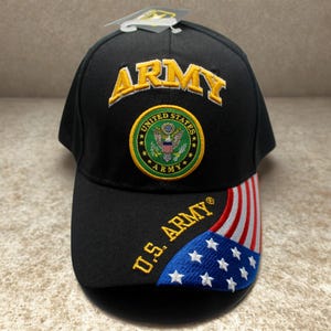 US Army Hat. Embroidered Army Military With American Flag Baseball Cap. Army Logo Hat. Gift for Army Vets. Army Black Hat. Army Unisex Cap