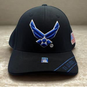 US Air Force Black Hat. USAF Baseball Cap. Air Force Logo Hat. Adjustable Unisex Cap. Father&#39;s Day Gift.  USAF hat. Veteran and Retired