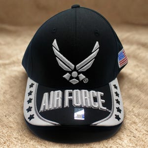 US Air Force Black Hat. USAF Hat. Military Baseball Cap. U.S Air Force Logo Hat. Adjustable Unisex Cap. Father&#39;s Day Gift.  USAF Trucker hat