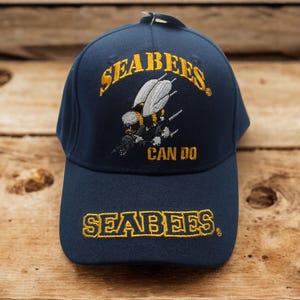 U.S. Navy Seabees Hat – Blue Embroidered Baseball Cap – Military Veteran Hat. Navy Trucker Hat – Dad Hat – Unisex Cap – Father&#39;s Day Gift