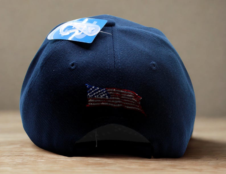 USA blå basebollkeps med örn och flagga. Veterangåva. Patriotiskt hatt. Amerikansk flaggkeps. USA-hatt. Vithövdad havsörn-keps. Veteranhatt. Frihetshatt bild 2