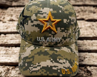 アメリカ陸軍　軍帽 アメリカ陸軍の帽子。刺繍入りのアメリカ陸軍キャップ。お父さんへの