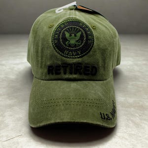 US Navy Retired Hat – Retired Navy Green Hat– Embroidered Navy Trucker Hat – Dad Hat – Adjustable Unisex Cap – Father&#39;s Day Gift. Navy Hat