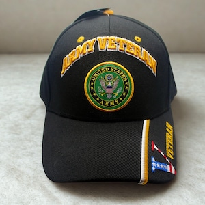 US Army Veteran Hat. Army 250th Anniversary Hat. Embroidered Army Baseball Cap. Army Seal Black Hat. Adjustable Unisex Cap. Veteran Army hat