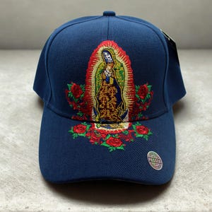 Our Lady of Guadalupe Hat. Catholic Hat. Religious Hat. Virgin Mary blue baseball Hat. Catholic Virgin cap. Gorra de la Virgen de Guadalupe