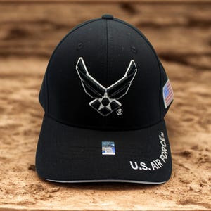 U.S Air Force Black Hat. USAF Hat. Military Baseball Cap. U.S Air Force Logo Hat. Adjustable Unisex Cap. Veteran USAF Gift. USAF Trucker hat