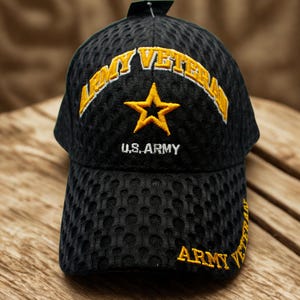 US Army Veteran Hat. Army Hat – Embroidered Military Baseball Cap. Army Logo Hat. Adjustable Unisex Cap. Father&#39;s Day Gift. Veteran Army hat