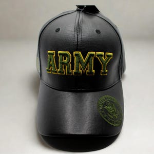 Army Faux Leather Hat. US Army 250th Anniversary Hat. Army Hat – Embroidered US Army Baseball Cap. Army Logo Hat. Unisex Cap. Army Star Hat