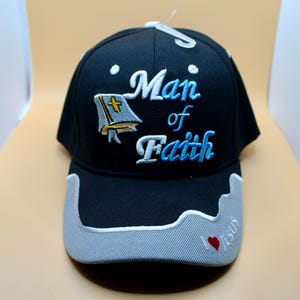 Man of Faith Black Hat– Christian Inspirational Hat with Bold Faith Message. Faith-Based Accessories, Unisex Casual Wear. Christian Gift