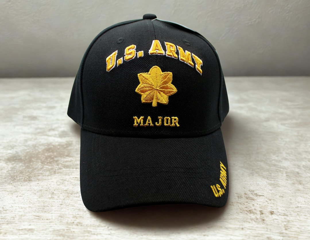 U.S Army Hat. Embroidered U.S. Army Major Cap. Veteran Hat. Black Gold ...