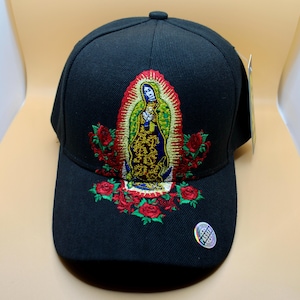 Our Lady of Guadalupe Black Hat. Catholic Hat. Religious Hat. Virgin Mary. Adjustable Hat. Catholic Gift. Gorra de la Virgen de Guadalupe