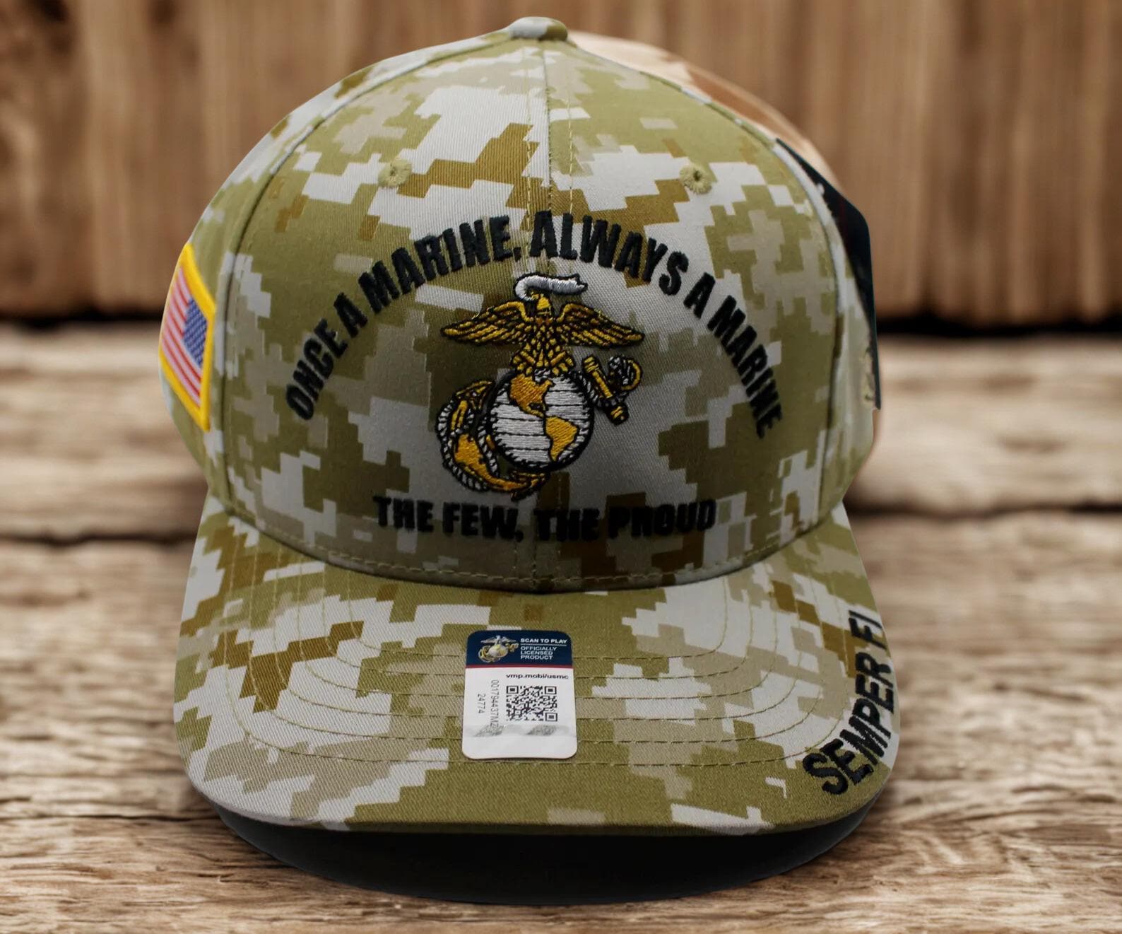 花　迷彩 U.S. MARINES トラッカーキャップ アメリカ海兵隊帽子 – プレミアム「一度海兵隊員になったら、ずっと