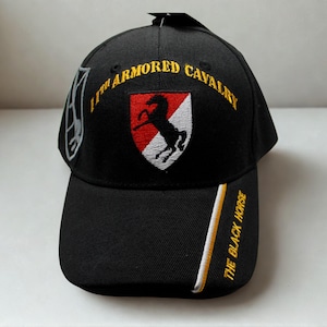 Chapéu do 11º Regimento de Cavalaria do Exército dos EUA. Boné Blackhorse Patch. Boné ajustável de veterano. Chapéu do 250º aniversário do Exército. Chapéu preto do Exército dos EUA. Boné do Exército