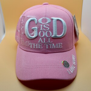 God is Good All the Time Hat. Christian Gift. Inspirational Quote Hat. Jesus Cap. Gift for Believers. Adjustable God is Good Pink Unisex Hat