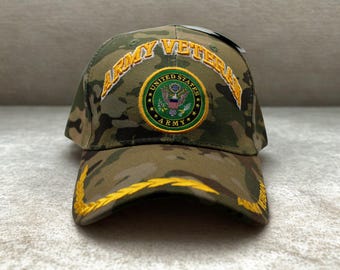 アメリカ陸軍　軍帽 アメリカ陸軍迷彩帽（星刺繍入り）。アメリカ陸軍キャップ、退役軍人