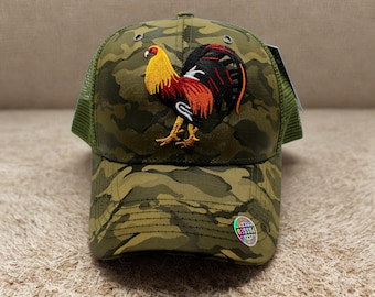 Boné de beisebol do galo. Chapéu Verde El Gallo. Gorra del Gallo. Chapéu de caminhoneiro galo bordado. Papai Chapéu. Boné de galo ajustável. Chapéu El Gallo
