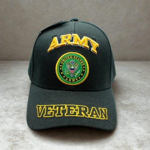 US Army Veteran Hat. Army 250th Anniversary Hat. Embroidered Army Baseball Cap. Army Seal Black Hat. Adjustable Unisex Cap. Veteran Army hat