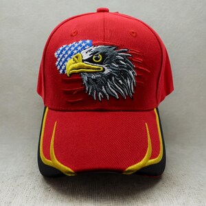 Gorra de béisbol roja de EE. UU. con águila y bandera. Gorra patriótica bordada. Gorra con la bandera estadounidense. Gorra de EE. UU. Gorra con águila calva. Gorra con el orgullo estadounidense. Gorra de EE. UU. imagen 1