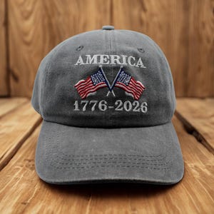Amerika 1776–2026 Hut. USA 250th Hat. US 250th Jubiläumshut. 1776–2026 Vaterländische Washed Grey Cap.  veteran Geschenk. Amerikanischer Pride Hut
