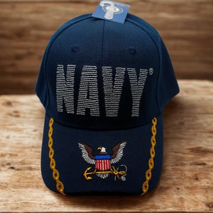 US Navy Hat – Premium Navy Blue Hat– Embroidered Navy Trucker Hat – Dad Hat – Adjustable Unisex Cap – Father&#39;s Day Gift. Navy with Eagle Hat