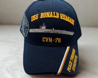 USS Ronald Reagan CVN-76-hoed. Hoed vliegdekschip. Marineblauwe scheepspet. Marineblauwe hoed. Marine veteraan cadeau. Hoed van de Amerikaanse marine. Veteraan marinehoed. Hoed CVN-76