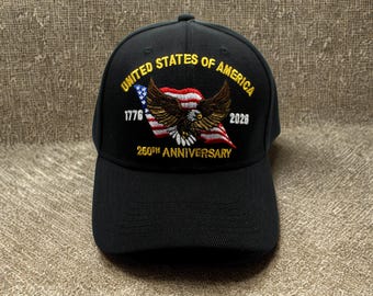 Patriotic America Hat. USA 1776–2026 Hat. USA Black Baseball Cap. Patriotic Hat. American Hat. USA Hat. Independence Anniversary Hat