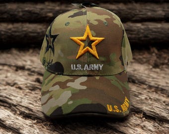 アメリカ陸軍の帽子。刺繍入りのアメリカ陸軍キャップ。お父さんへの