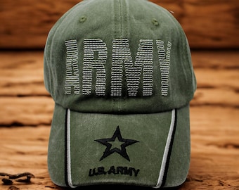 アメリカ陸軍の帽子。刺繍入りのアメリカ陸軍キャップ。お父さんへの