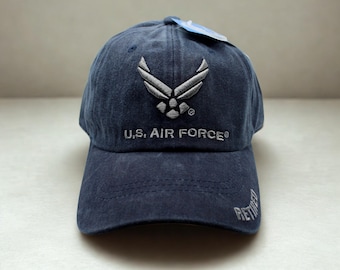 Retired USAF Hat. Embroidered U.S Air Force Hat. Veteran Hat. USAF Cap. Veteran Gift. U.S Air Force Hat. Retired U.S Air Force Blue Hat
