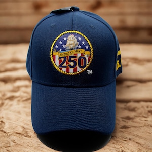 US Navy 250th Anniversary Hat. Navy Blue Hat. Embroidered US Navy Baseball Cap. Navy Logo Hat. Navy Veteran Gift. Unisex Veteran Navy hat