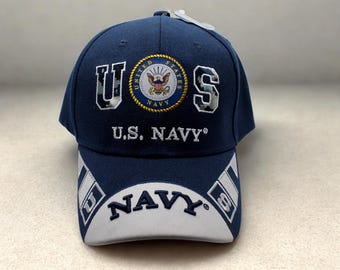 アメリカ海軍のエンブレム付きキャップ。刺繍入りのアメリカ海軍帽子