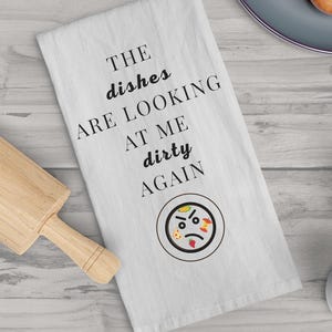 Funny Housewarming Tea Towel Minimalist Kitchen Decor Gift Funny Tea towel for couples friend,mom, Kitchen humor Funny Wedding Shower gift