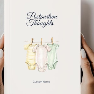 New Mom Baby Shower Gift Custom Postpartum Thoughts Journal Hardcover Journal after baby birth Personalized self-care gift after delivery