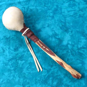 Large Shamanic Rawhide Rattle with Diamond Willow Wood handle