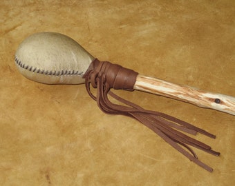 Large Shamanic Rawhide Rattle with Diamond Willow Wood handle