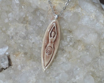 Spiral Goddess Pendant Hand Cast in English Porcelain from My Original Bone Carving