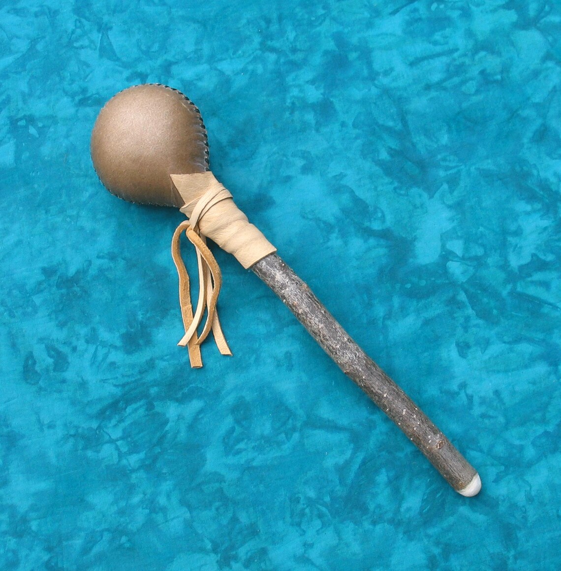 Shamarack Rattle Shamanic Rattle With Maple Wood Handle, Green Buckskin, Elk Rawhide - Etsy