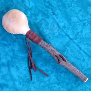 Large Shamanic Rattle with Black Birchwood Wood Handle