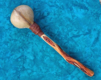 Extra Large Shamanic Rawhide Rattle with Diamond Willow wood handle